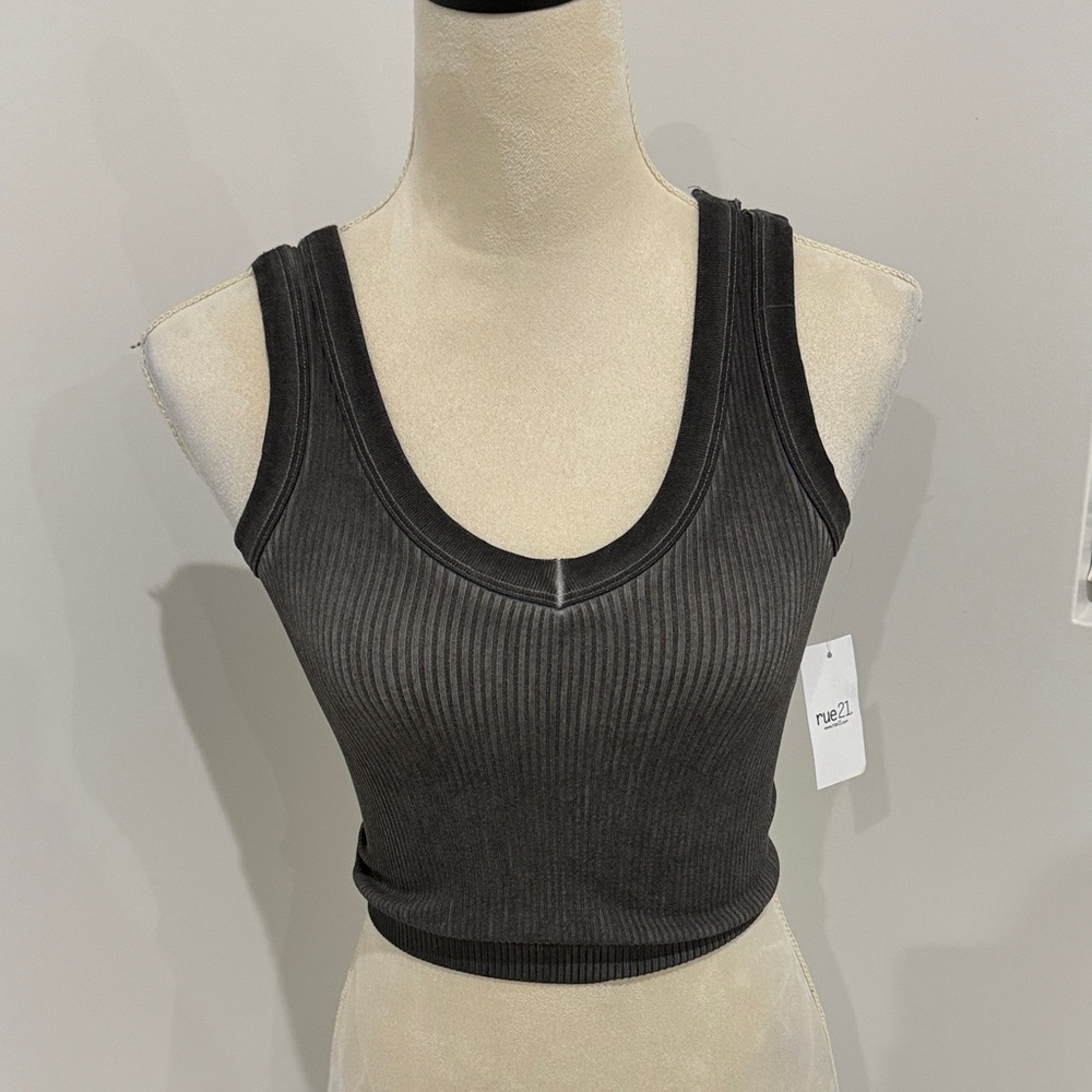 Rue21 Charcoal Ribbed Tank Top